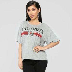 Fashionnova Good Vibes Shirt Top Grey Red